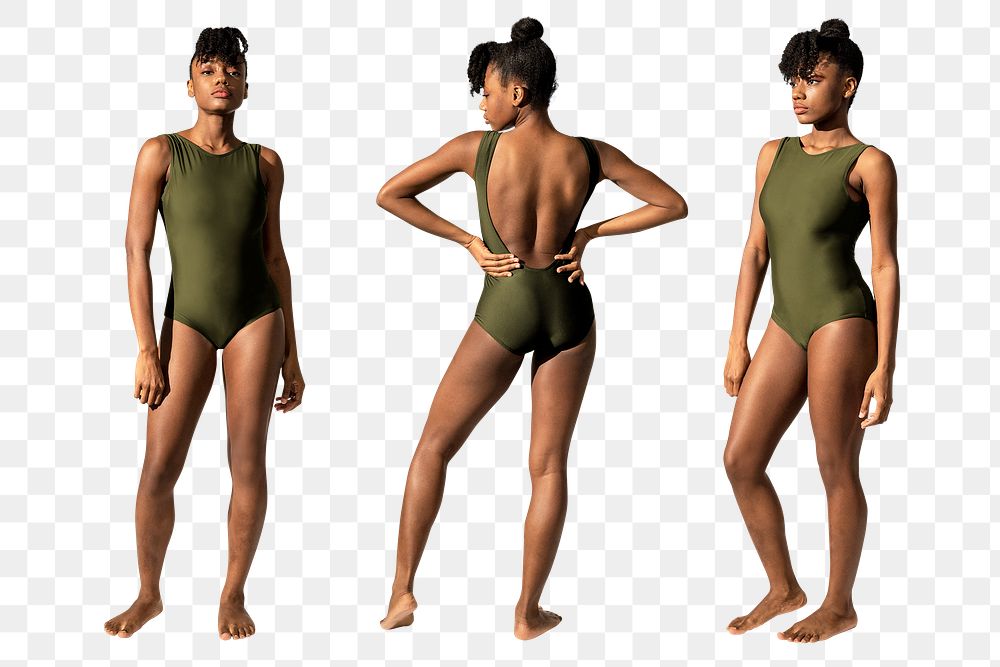 Woman in swimsuit png mockup one-piece summer apparel set