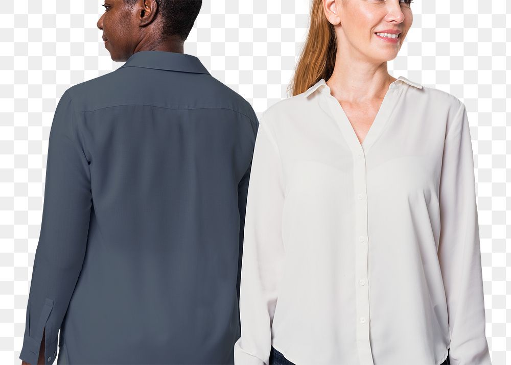 Png long-sleeve shirt mockup on diverse people for apparel ad