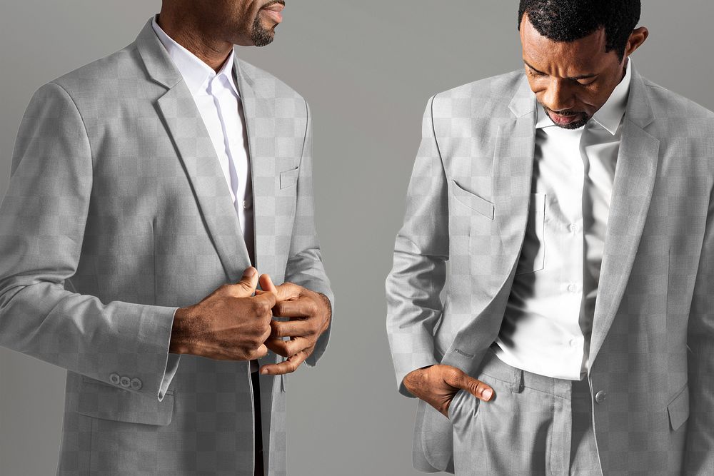 Png gray suit mockup on African American man set