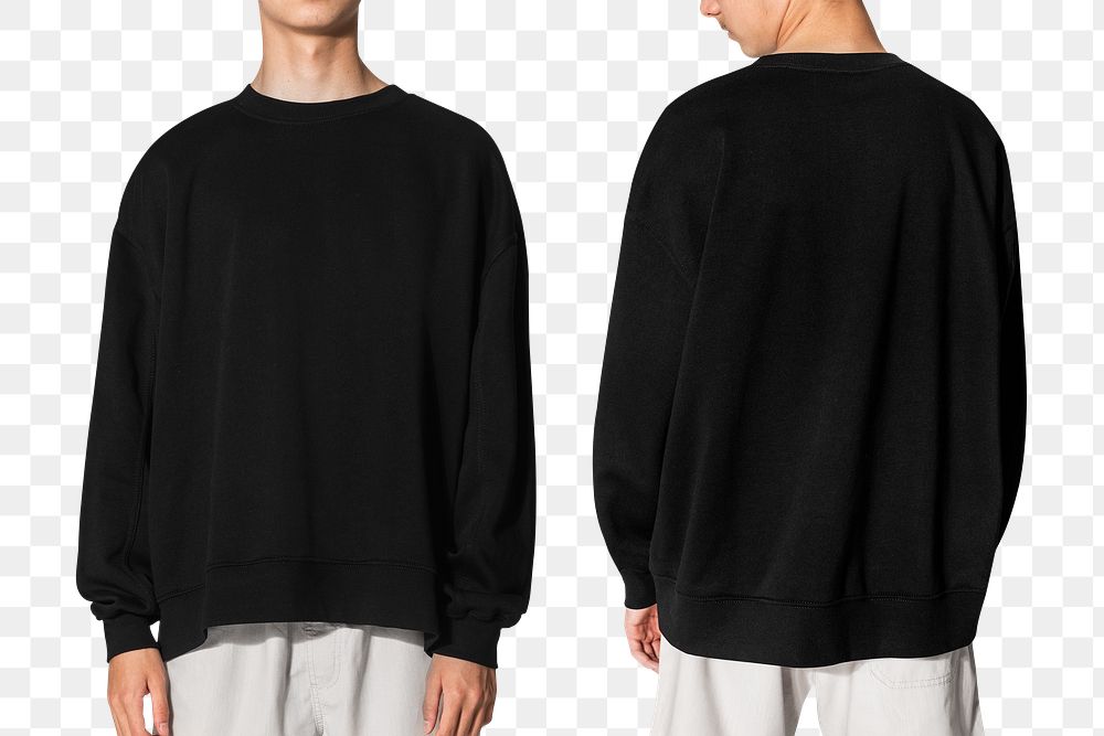 Png teen boy mockup in black sweater teen&rsquo;s winter apparel shoot