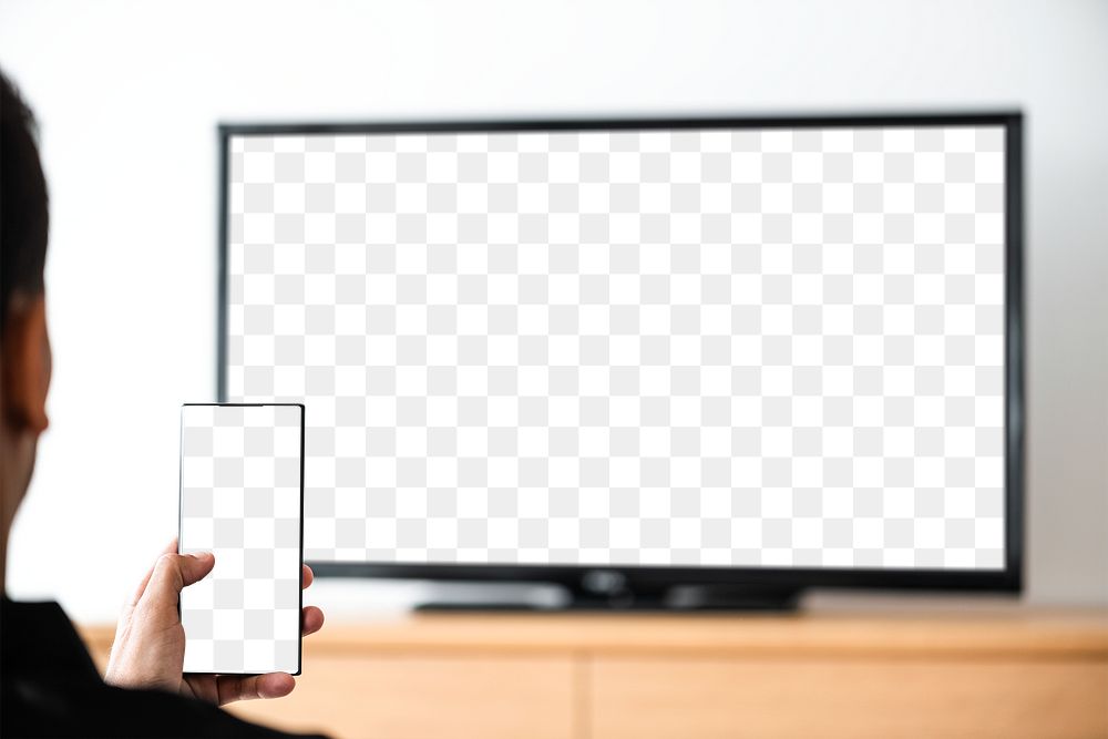 TV and phone png screen mockup smart home technology