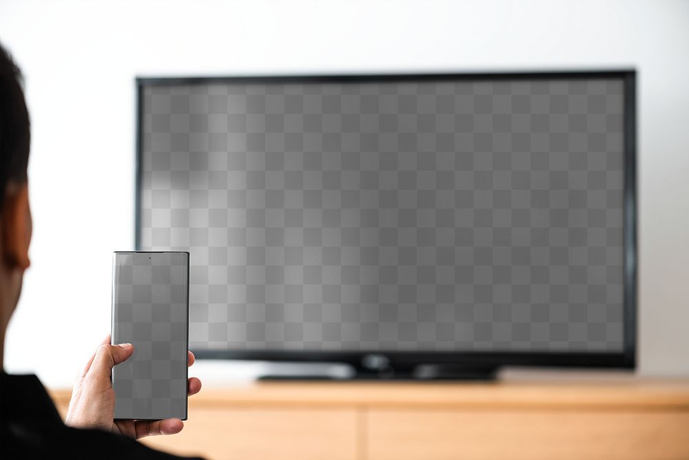 TV and phone png screen mockup smart home technology
