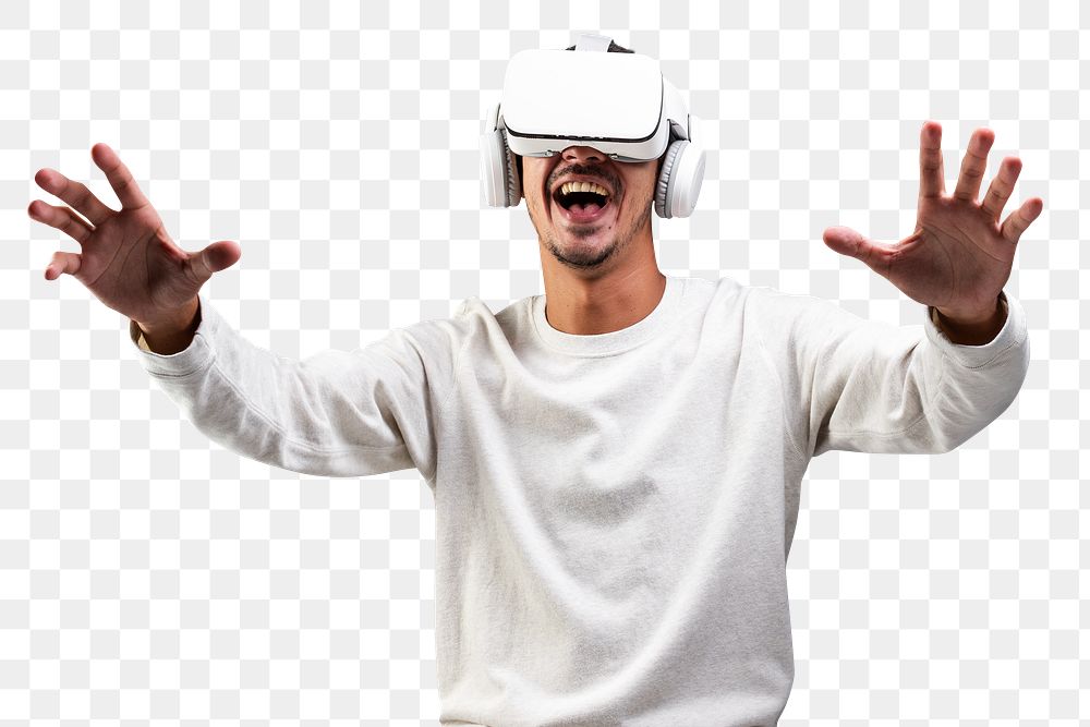 Png man wearing VR headset entertainment technology