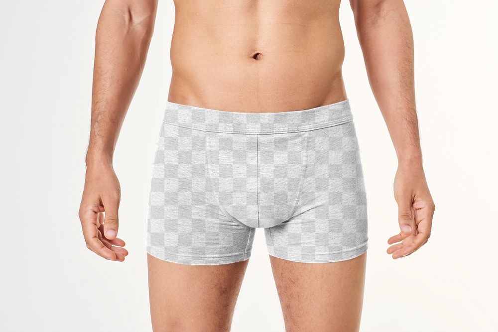 Man in boxer shorts png underwear mockup