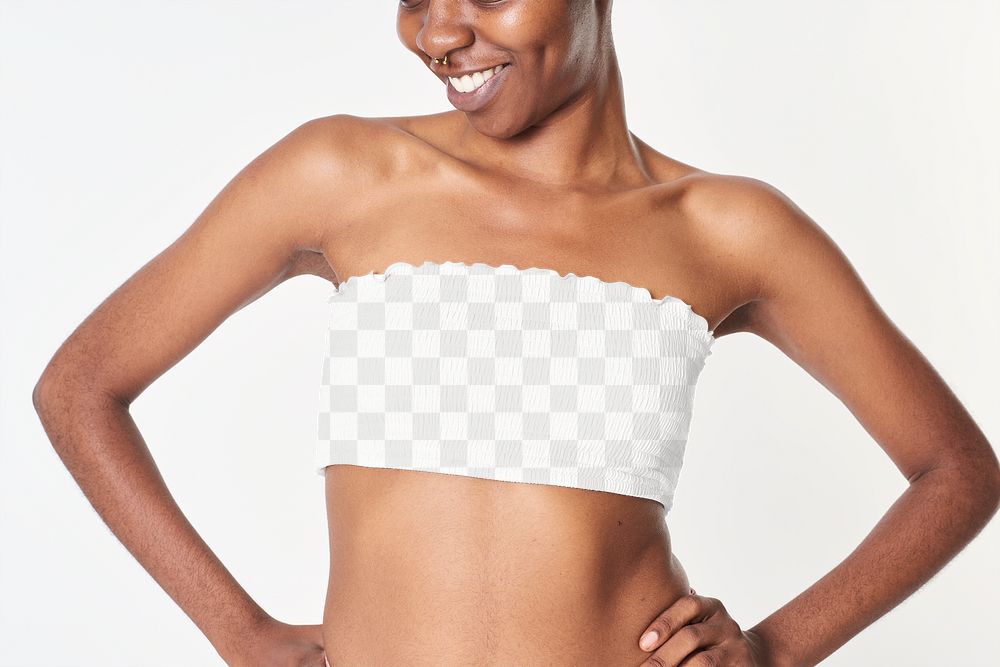 PNG  bandeau top mockup on. a black model