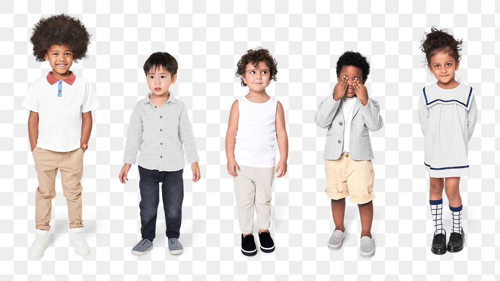 Preschoolers's casual outfits png mockup full body