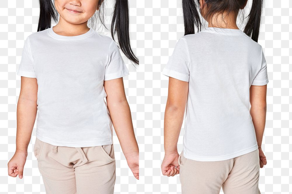 Girl in white t shirt png mockup studio shot