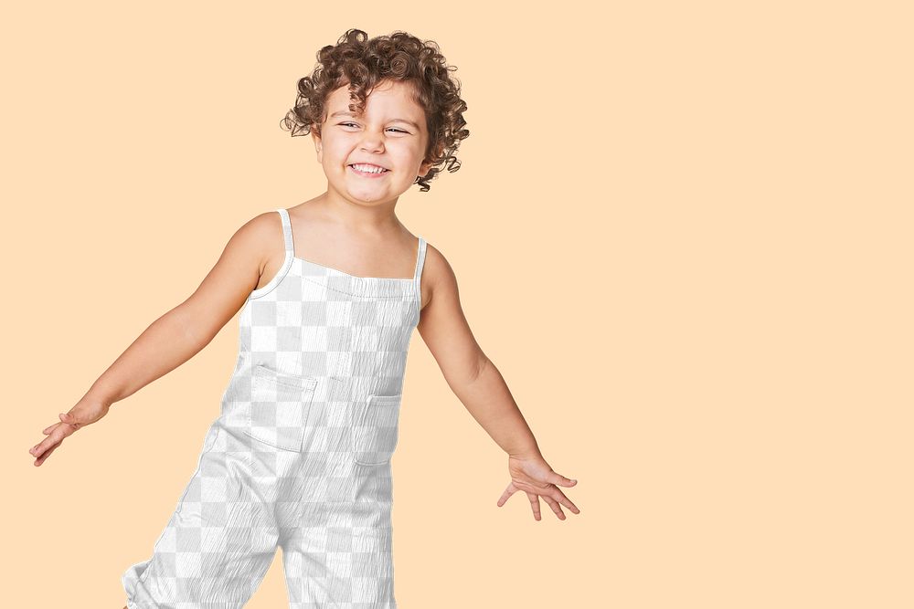 Girl's sleeveless jumpsuit mockup png