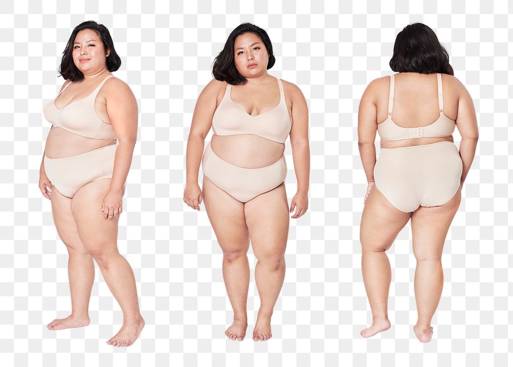 Size inclusive png beige lingerie apparel mockup women's fashion
