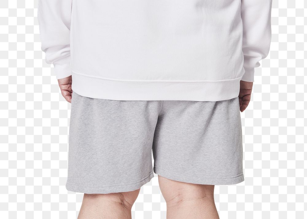 Plus size white jumper gray pants apparel png mockup body positivity shoot