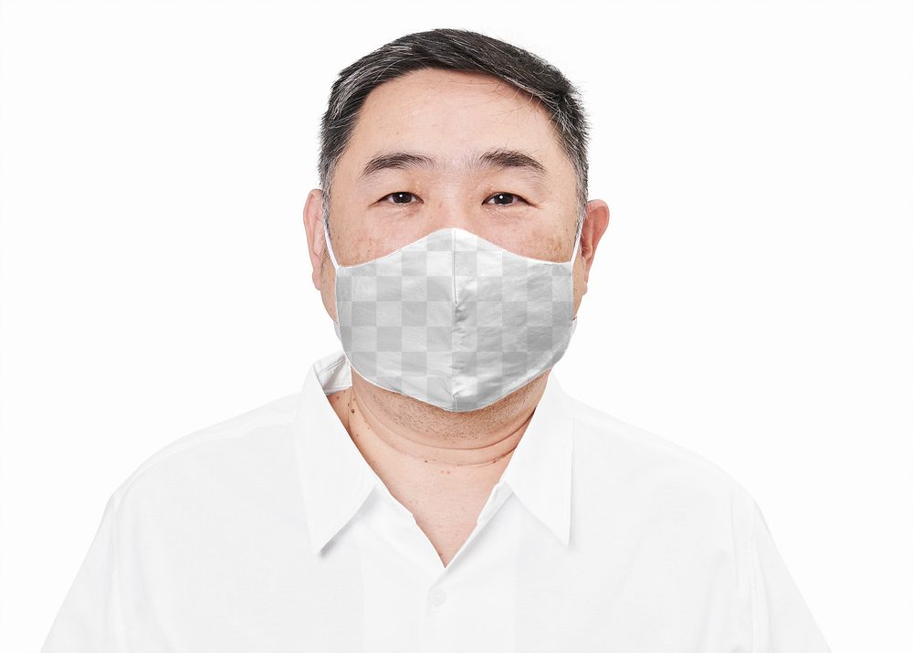 Man wearing face mask mockup png due to covid-19 protection