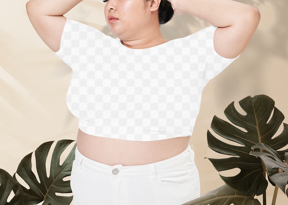 Plus size women&rsquo;s png white crop top mockup