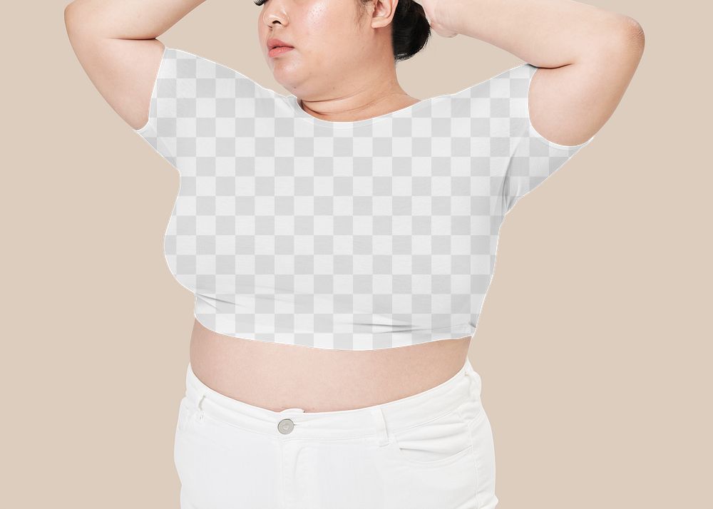 Size inclusive fashion png mockup white crop top apparel