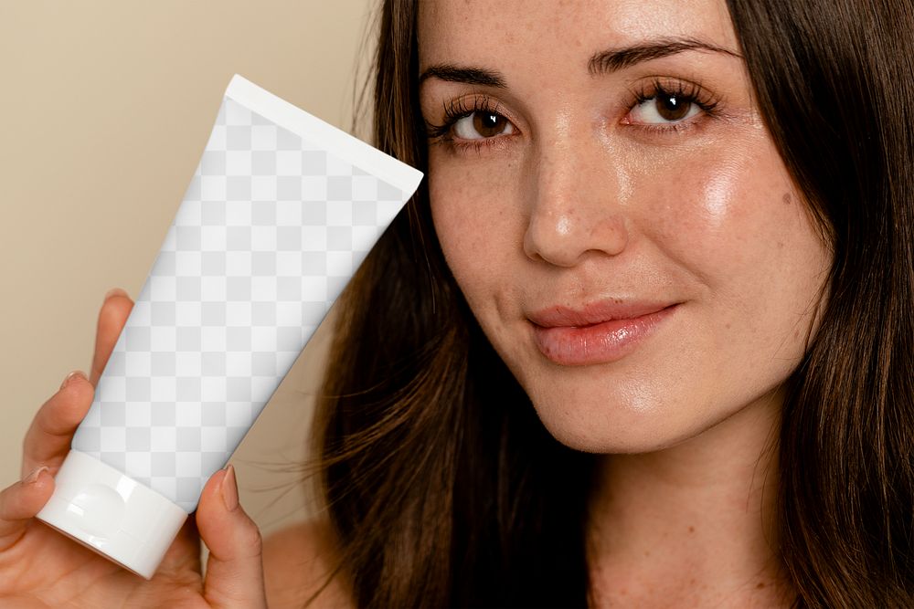 Moisturizer tube png mockup, transparent design beauty packaging