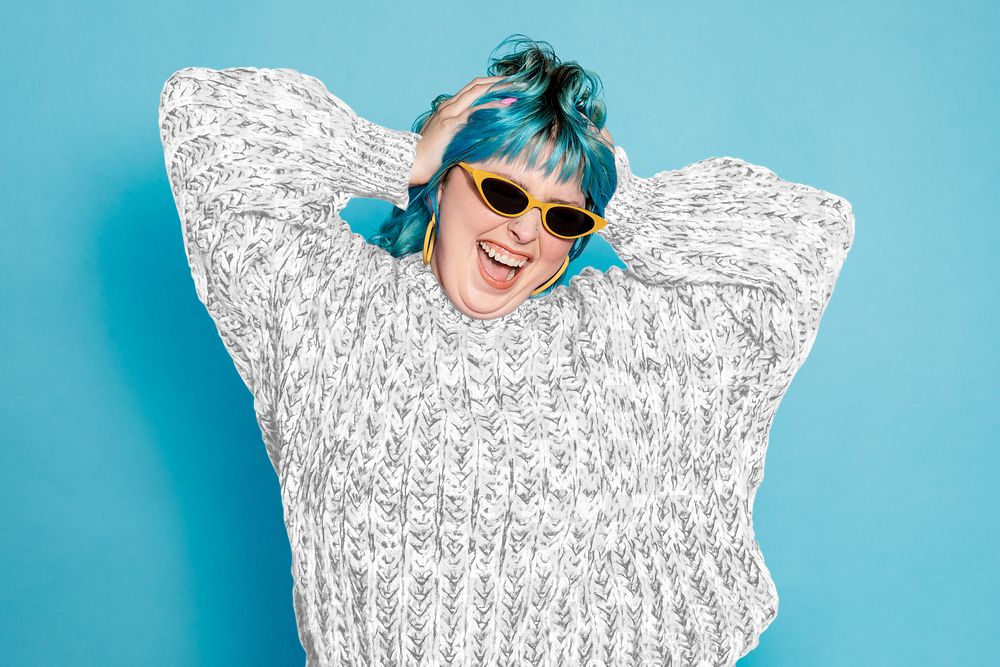 Knit sweater png mockup, women's apparel, transparent design