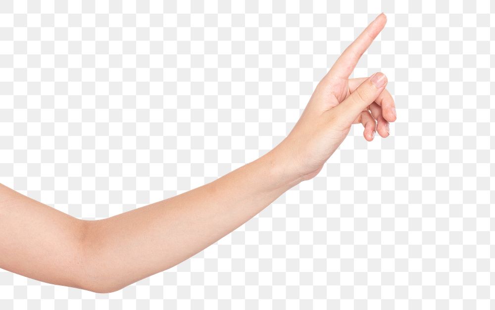 Hand gesture png mockup pointing on an invisible screen