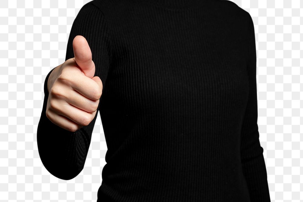 Thumbs up hand gesture png mockup fingerprint scanning biometric security technology