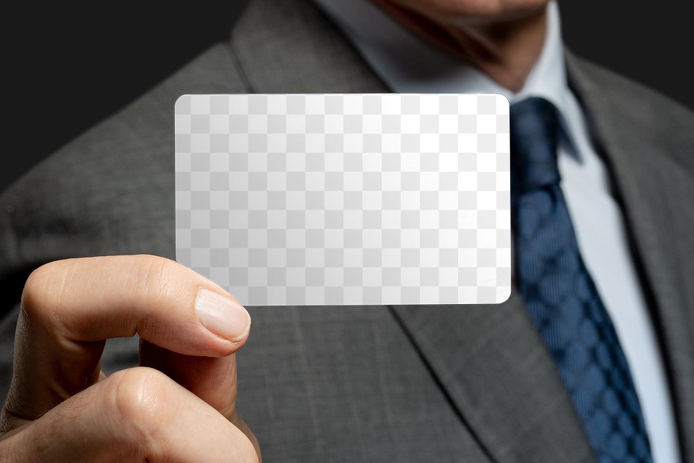 Credit card png mockup presented by a businessman
