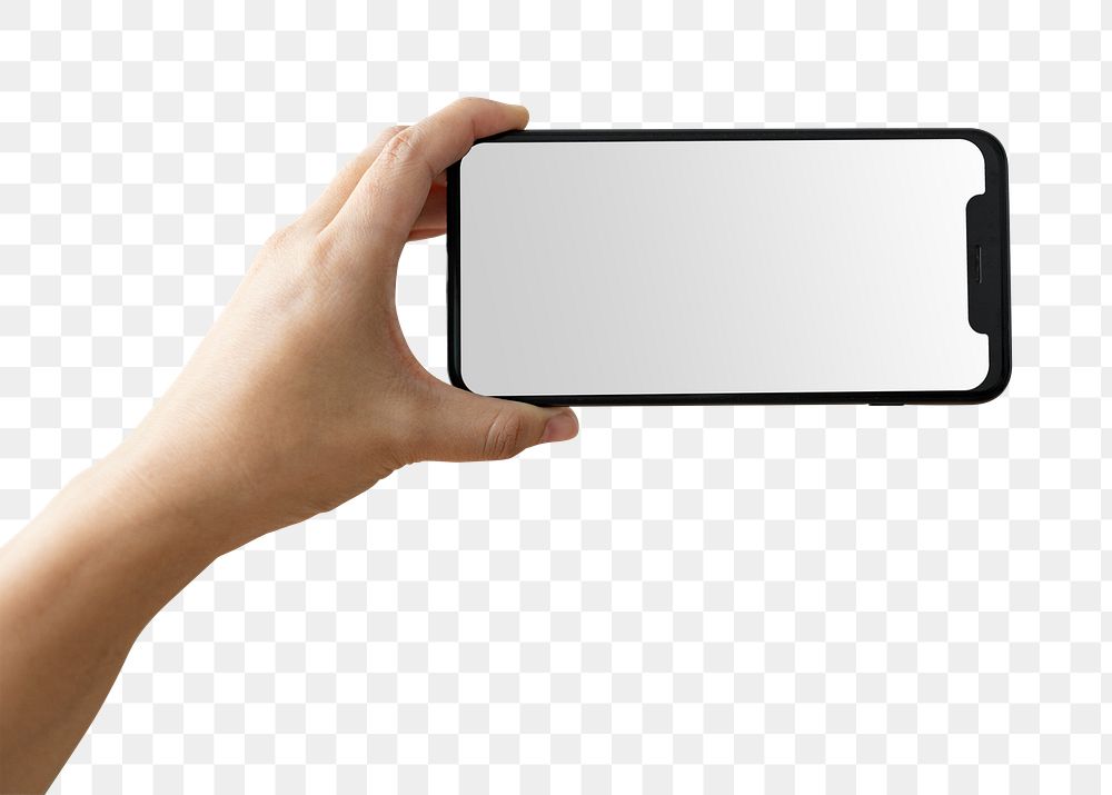 Hand png mockup holding blank screen phone