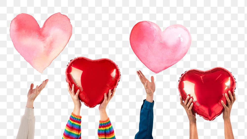 Png People holding hearts mockup  for Valentines&rsquo; celebration