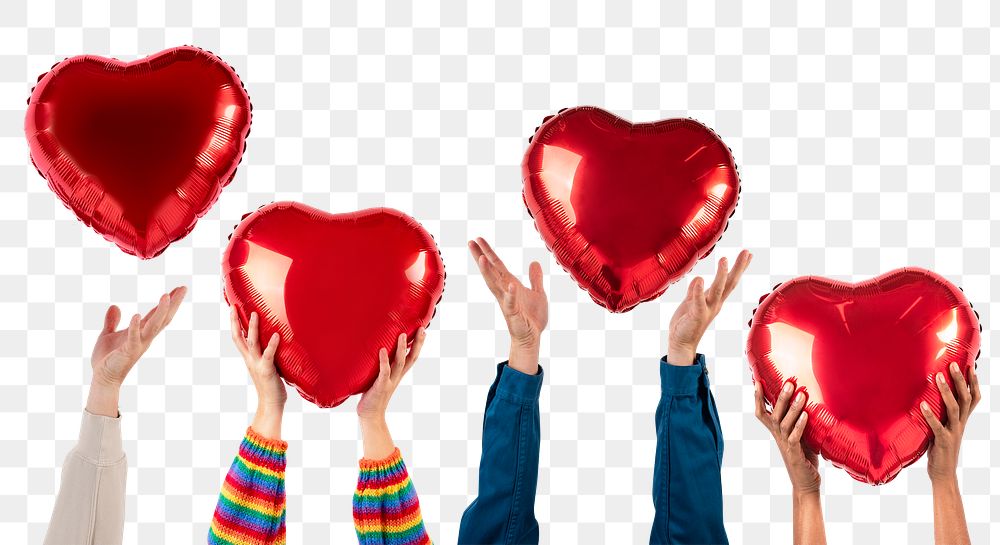 Png People holding hearts mockup for Valentines&rsquo; celebration