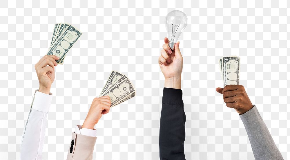 Png Business proposal bidding mockup hands holding money