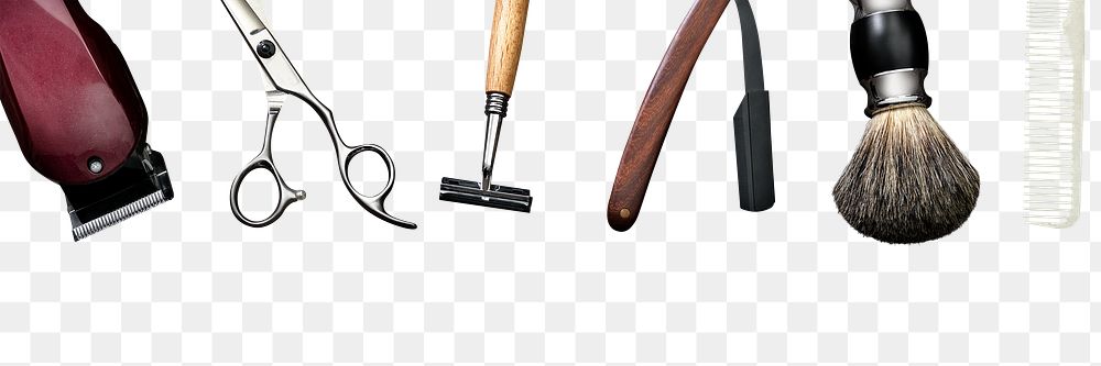 PNG barbershop border with tools, job and career concept