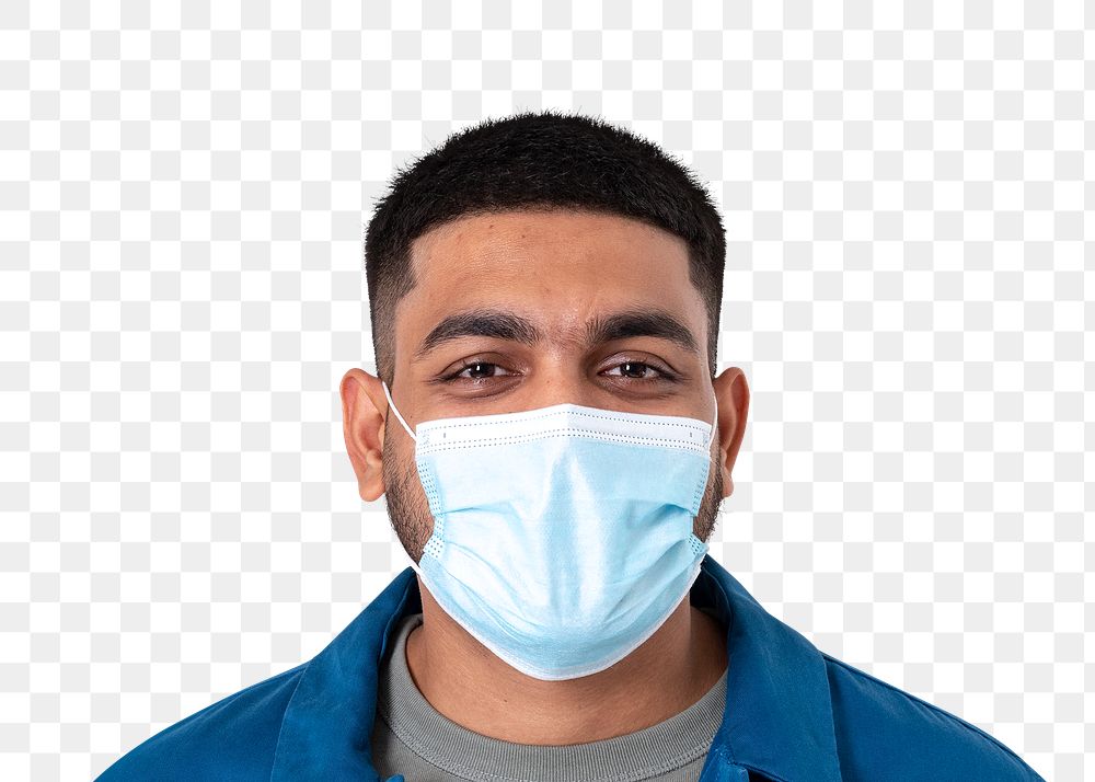 Man wearing mask png transparent, during the new normal