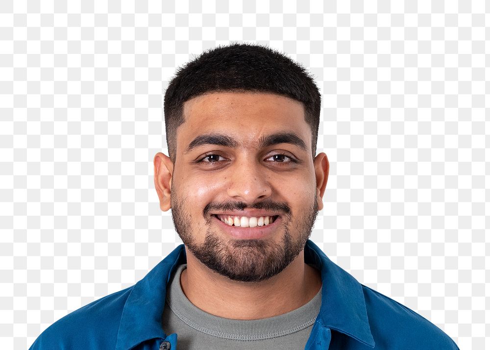 Indian man png transparent, smiling face portrait