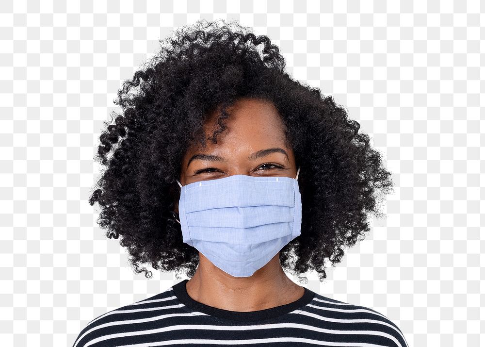 Woman wearing mask png transparent, during the new normal