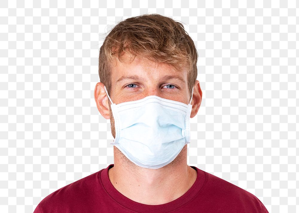 Man wearing mask png transparent, during the new normal