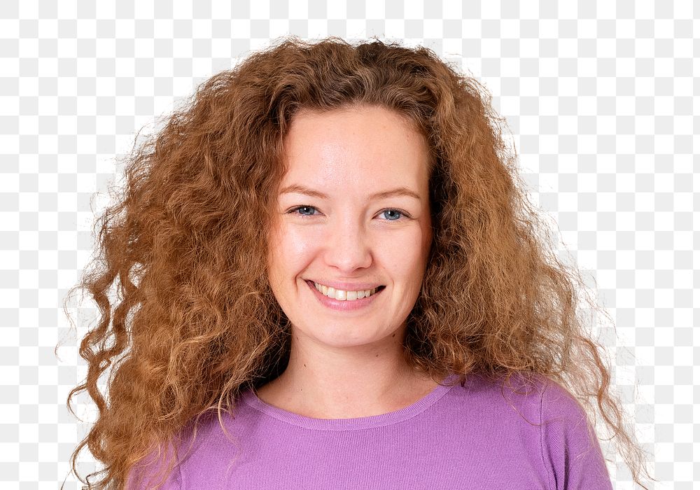 Png European woman smiling mockup cheerful expression closeup portrait