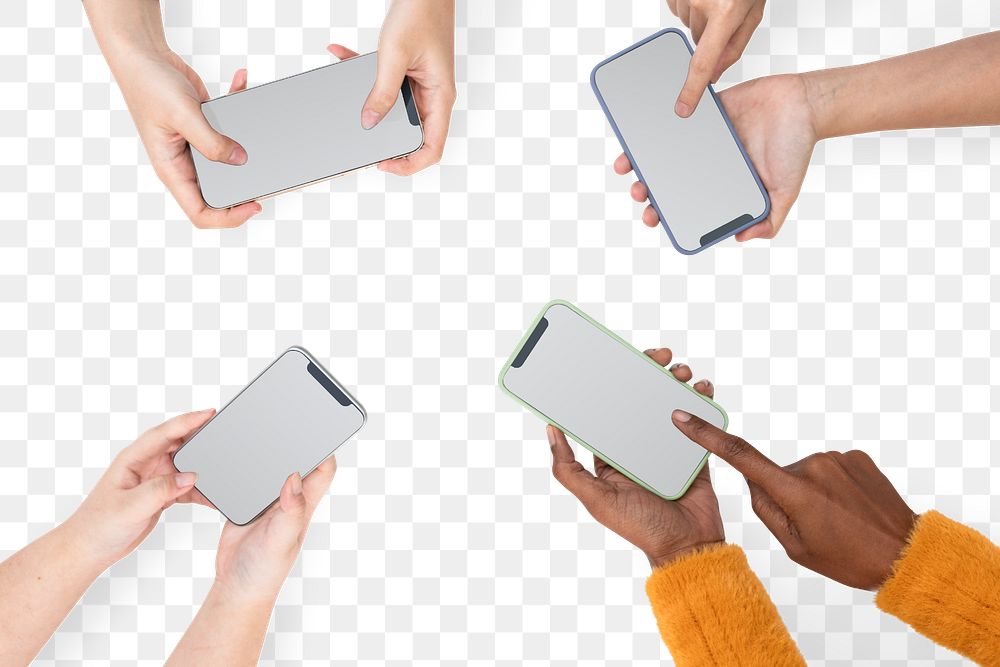 Png Smartphone screen hands mockup digital device