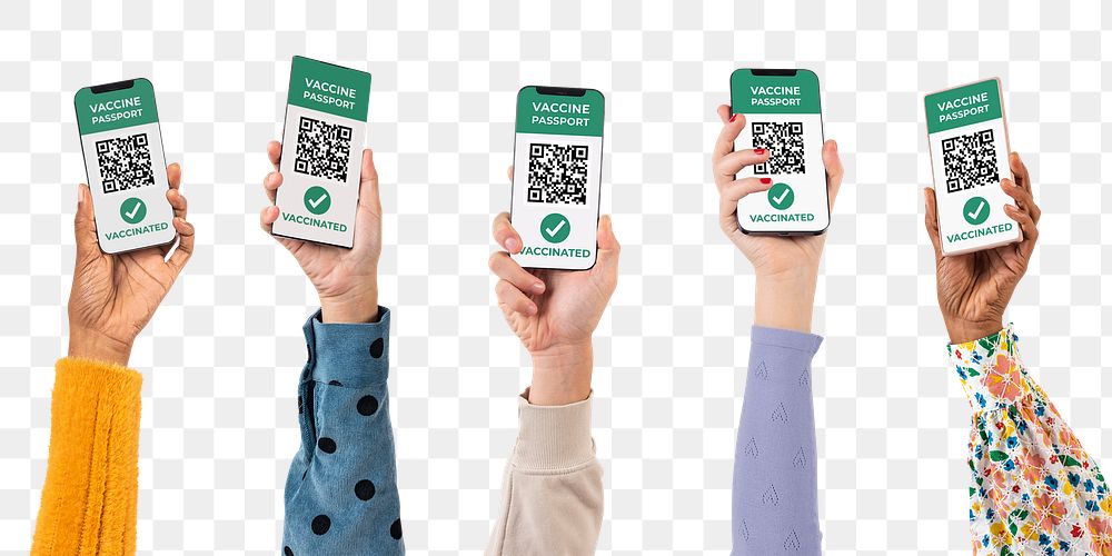 Png Smartphone screen hands mockup with QR code cashless payment