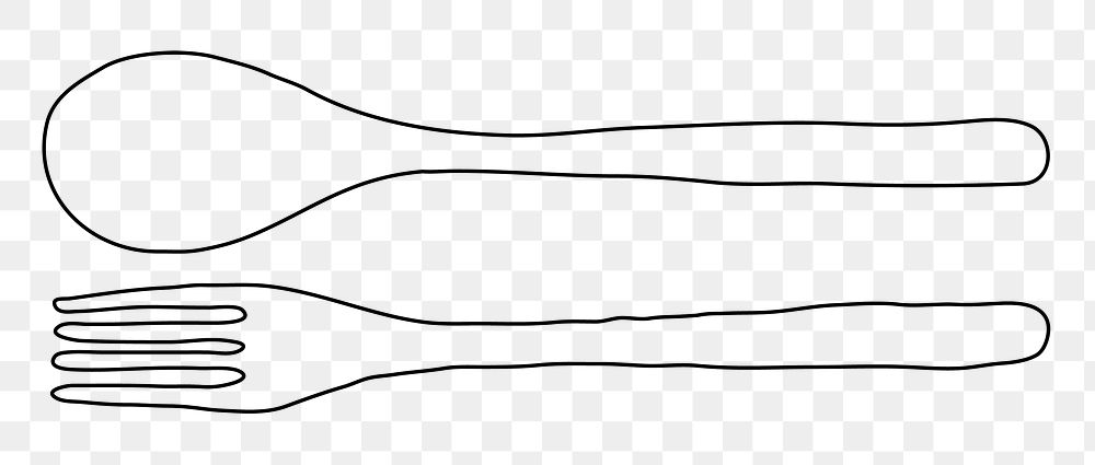 Png spoon and fork doodle illustration zero waste lifestyle