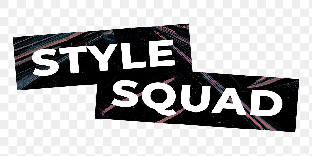 Sticker png with style squad text in black and white