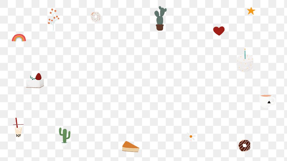 Cute food frame png with cactus element transparent background