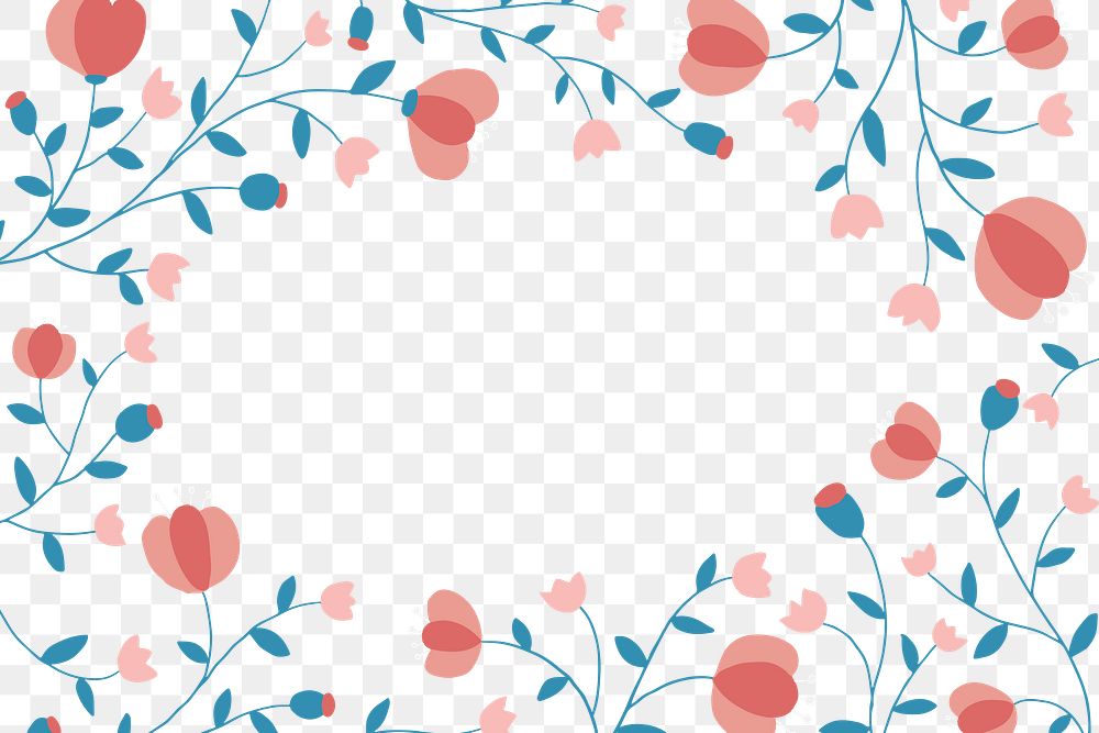 Colorful floral frame png transparent background