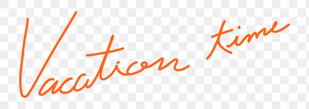 Vacation time aesthetic calligraphy png in orange