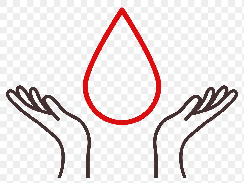 Blood donation helping hands png illustration health charity concept in minimal line art style