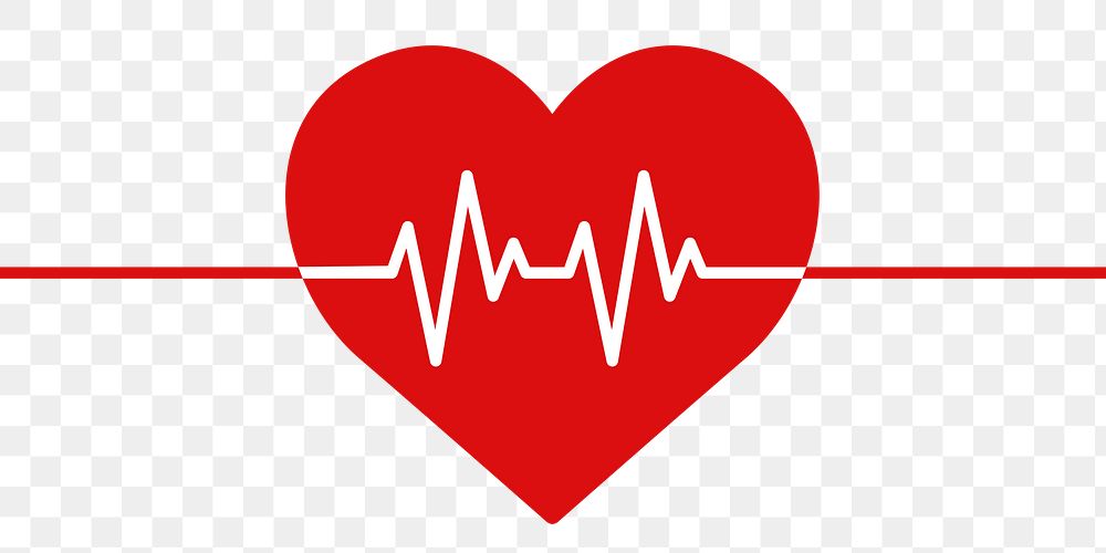 Red medical heartbeat line png heart shape graphic in health charity concept