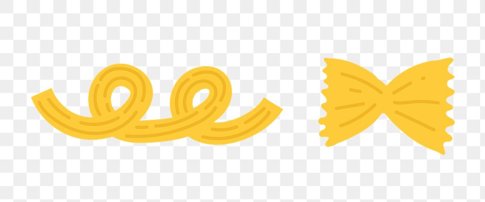 Macaroni png pasta food doodle  in yellow cute graphic