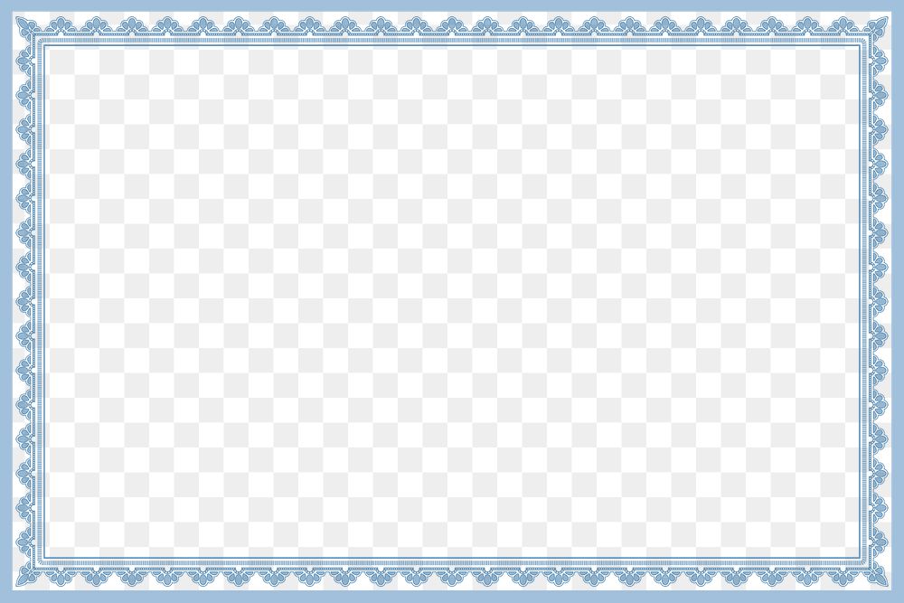 Blue frame png, vintage ornament in transparent background