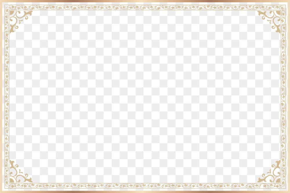 Gold vintage png frame, ornaments transparent background