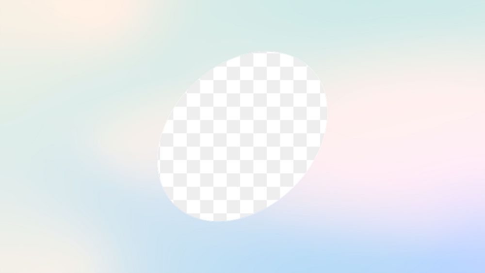 Oval geometric png frame, pastel gradient design, transparent background