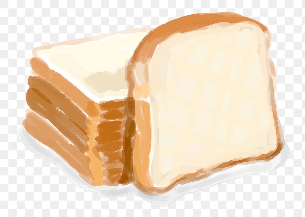 Watercolor sliced bread png sticker hand drawn