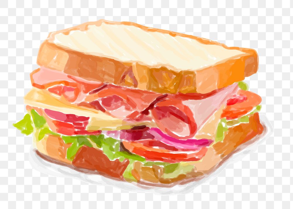 Watercolor sandwich meal png sticker 