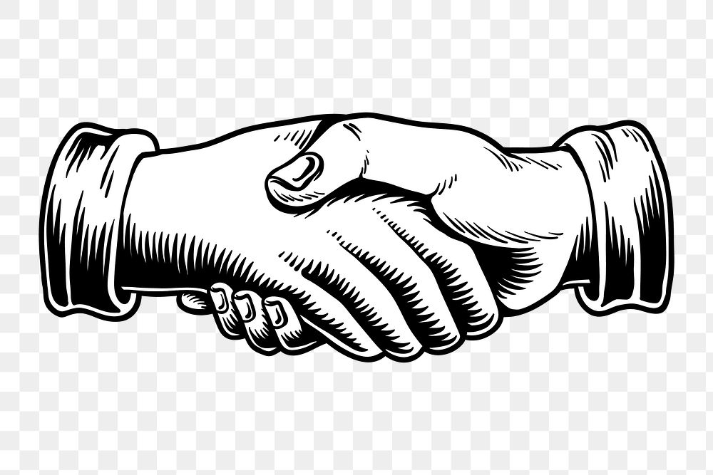 Handshake Clipart Black And White Png - Hand Shake Drawing Easy