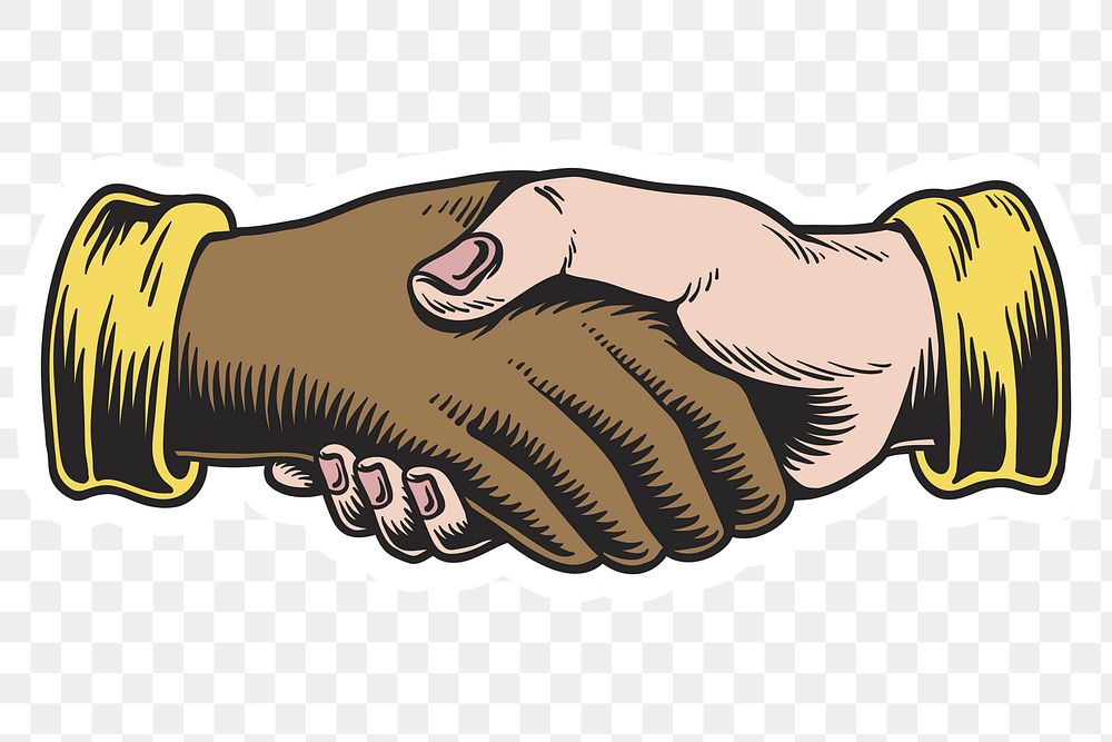 Shaking hands in an agreement sticker design element