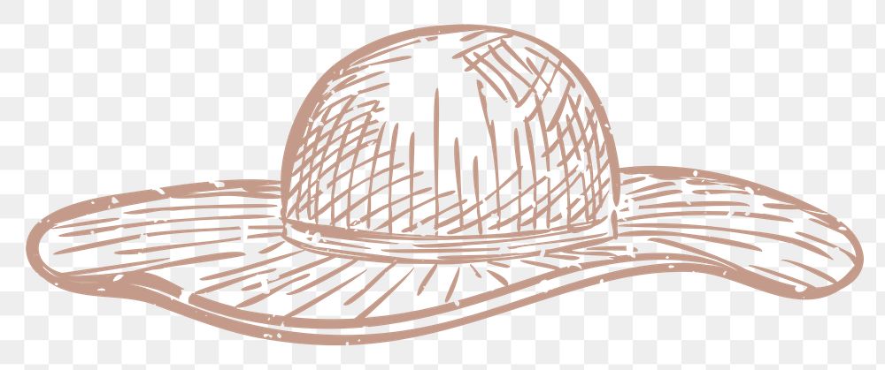 PNG beach hat linocut on transparent background